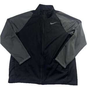 Nike Dri-Fit Jacket Size L Black Gray Full Zip Pockets Logo Athletic Lightweight